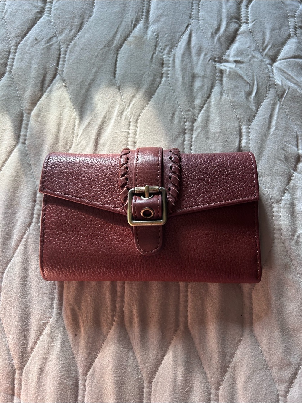 Pebbled Buckle-Front Women's Wallet